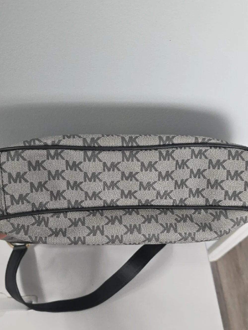 Michael Kors Gray MK Logo Hobo with Gold Hardware